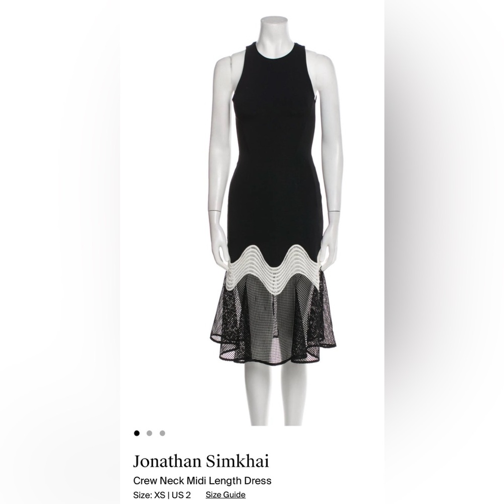 Jonathan Simkhai Black and White Ruffled Sheath Midi Dress